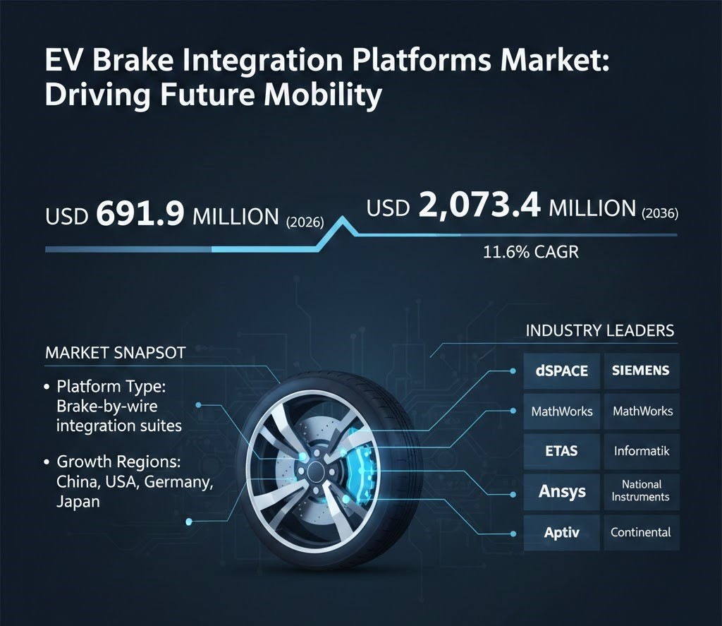 EV Brake Integration Platforms Market to Reach USD 2,073.4M by 2036, Driven by Unified Control and Regulatory Standards
