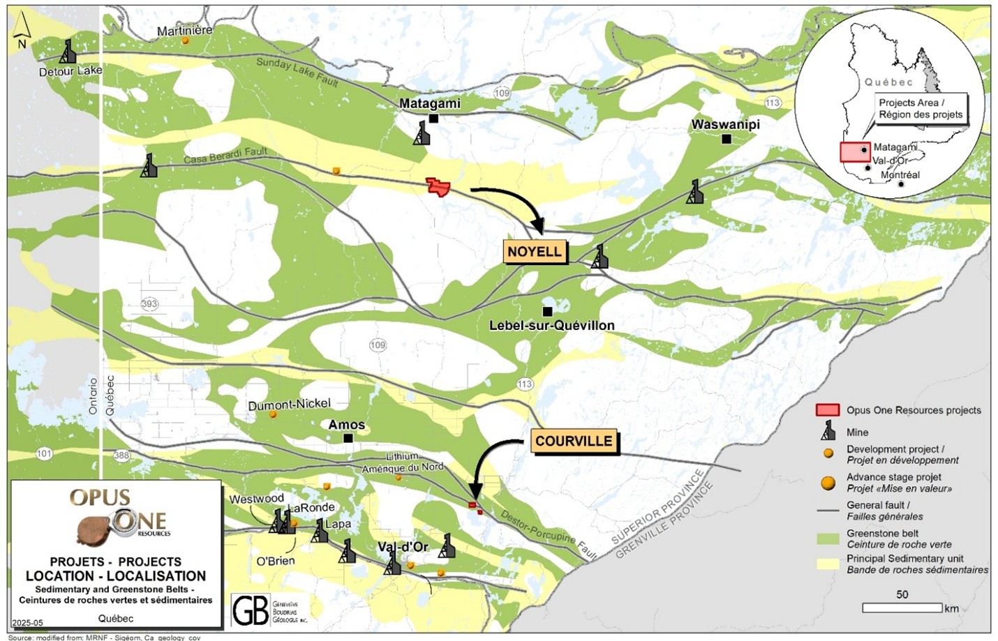 La Corporation Aurifère Opus One Gold reprend ses forages sur son projet d’or Noyell, détenu à 100 %, en Abitibi, au Québec